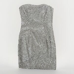Jessica McClintock Sequin Mini Dress Size 6 Lace Strapless Formal Prom Tube VTG